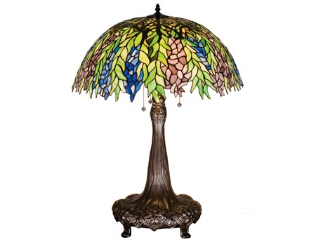 Meyda Honey Locust Bronze Tiffany Table Lamp