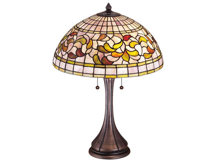 Meyda Turning Leaf Bronze Tiffany Table Lamp