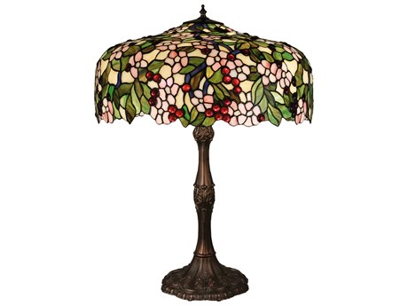 Meyda Cherry Blossom Mahogany Bronze Tiffany Table Lamp