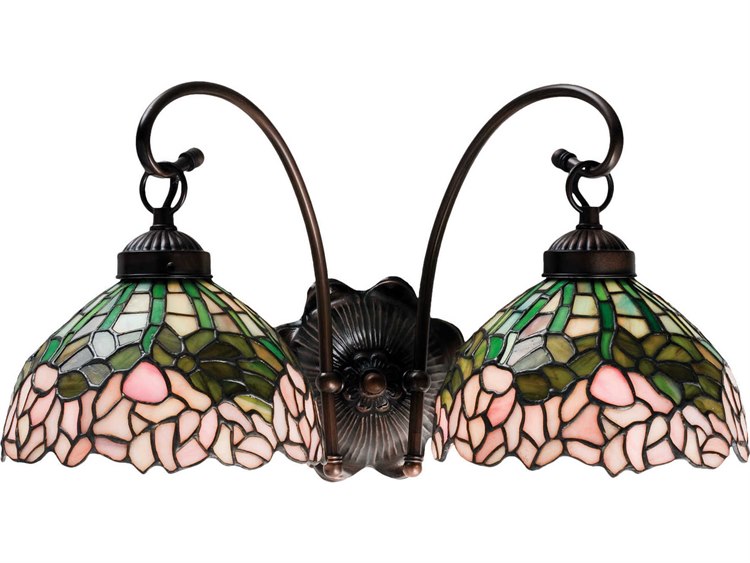 Meyda Nouveau 2-Light Bronze Tiffany Wall Sconce