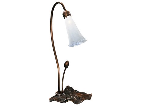 Meyda Pond Lily White Accent Bronze Glass Table Lamp