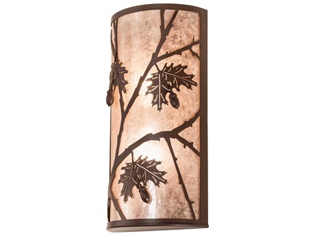 Meyda Oak Leaf & Acorn 2-Light Brown Wall Sconce