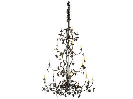 Meyda Oak Leaf 25-Light Timeless Bronze Candelabra Tiered Chandelier