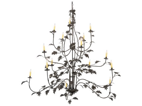 Meyda Oak Leaf 15-Light Timeless Bronze Candelabra Tiered Chandelier