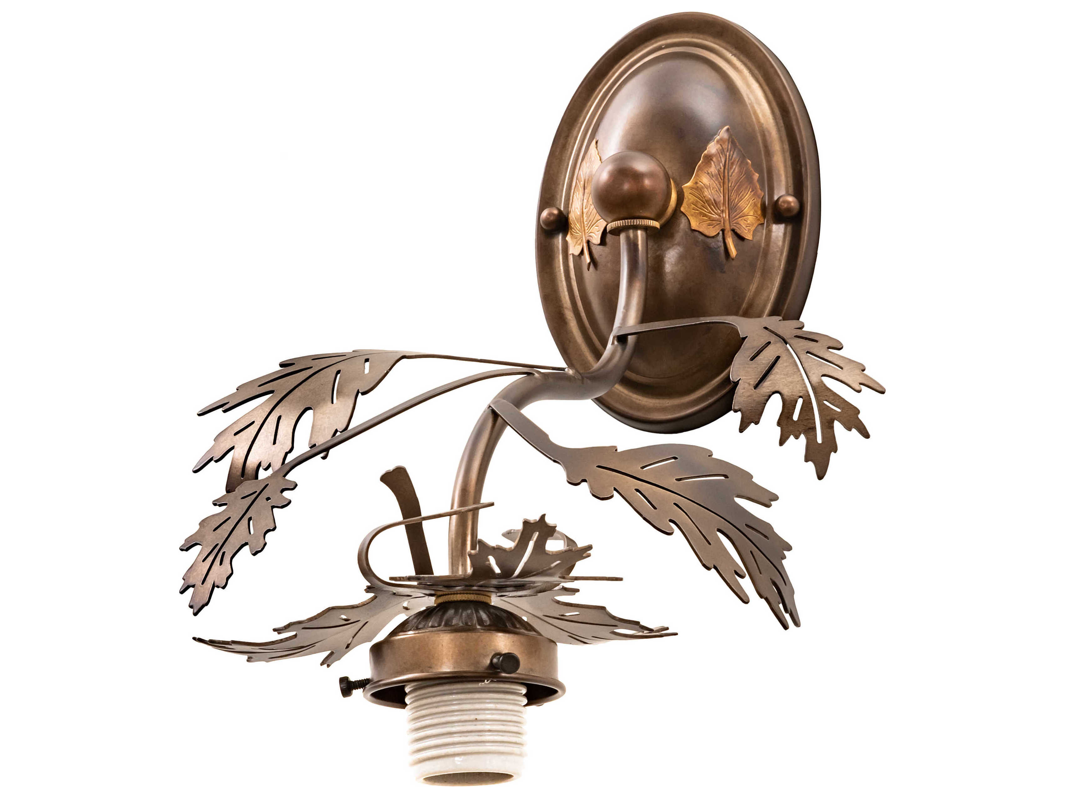 Meyda Oak Leaf Antique Copper 1light Rustic Lodge Vanity Light MY22823