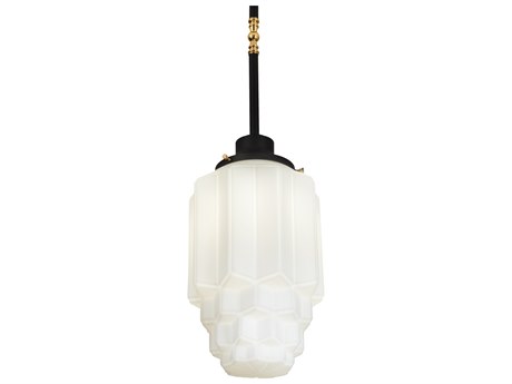 Meyda Paramount 1-Light Black White Glass Mini Pendant