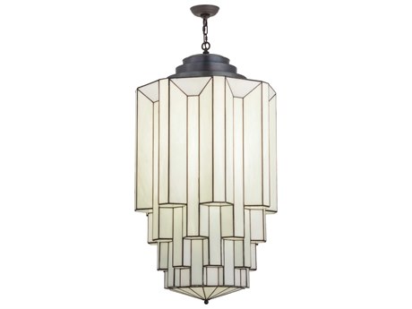 Meyda Paramount 1-Light Blackened Brass Cylinder Tiered Pendant