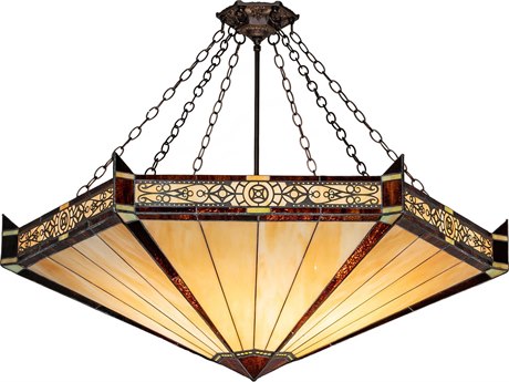 Meyda Peaches 6-Light Mahogany Bronze Brown Glass Tiffany Pendant