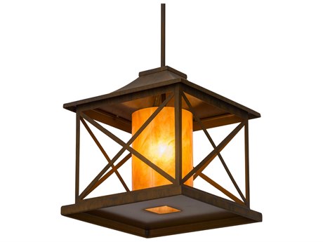 Meyda 1-Light Brown Glass Cylinder Geometric Pendant