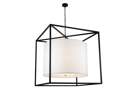 Meyda 6-Light Black Glass Drum Pendant