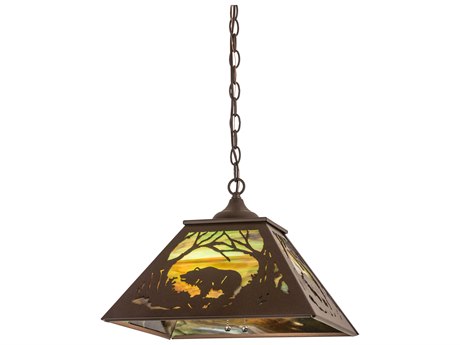 Meyda Bear At Dawn 2-Light Brown Glass Pendant