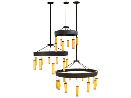 Meyda Led led Brown Glass Cylinder Tiered Pendant
