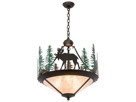 Meyda 3-Light Bronze Glass Pendant