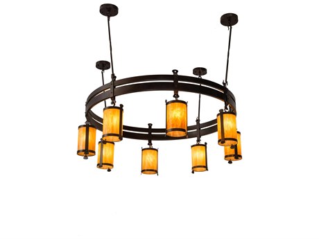 Meyda 8-Light Copper Glass Cylinder Pendant
