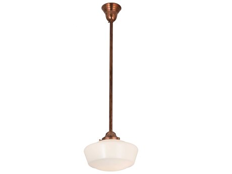 Meyda Revival Schoolhouse 1-Light Copper Glass Pendant