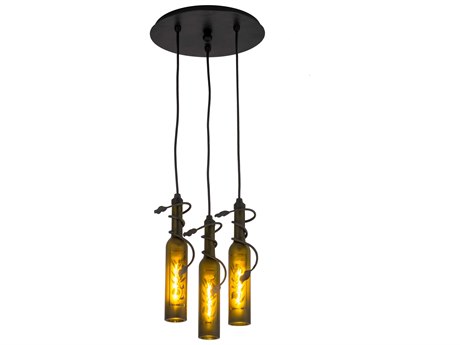 Meyda Tuscan Vineyard 3-Light Black Glass Pendant