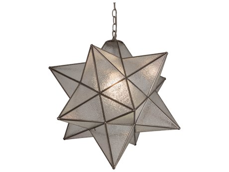 Meyda Moravian Star 1-Light Nickel Glass Pendant
