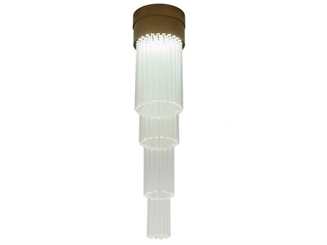 Meyda Led Gold Glass Cylinder Tiered Pendant