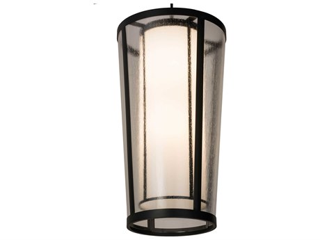 Meyda 4-Light Black Glass Cylinder Pendant