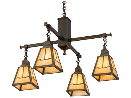 Meyda 4-Light Brass Glass Pendant