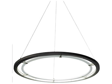 Meyda Anillo Led Steel Glass Round Pendant