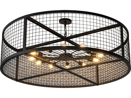 Meyda Paloma Golpe 12-Light Black Glass Drum Sputnik Pendant