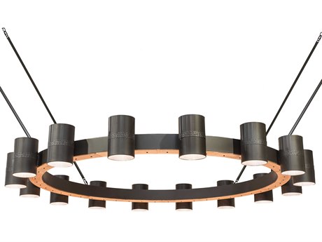 Meyda 16-Light Bronze Glass Cylinder Round Pendant