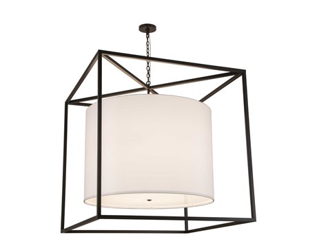 Meyda 6-Light Bronze Glass Drum Pendant