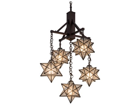 Meyda Moravian Star 5-Light Bronze Glass Pendant