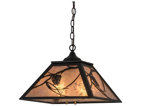Meyda Whispering Pines 2-Light Black Glass Pendant