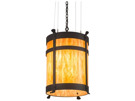 Meyda 6-Light Black Glass Cylinder Pendant