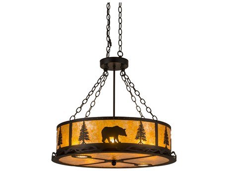 Meyda 6 2 Black Glass Drum Pendant