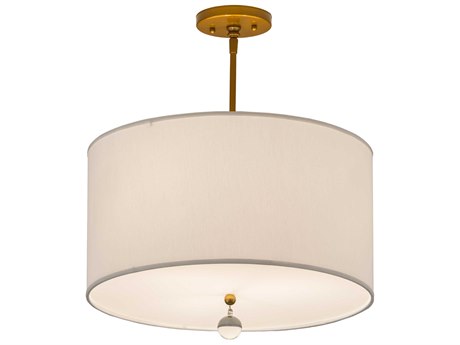 Meyda 3-Light Bronze Crystal Glass Drum Pendant