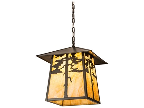 Meyda Tamarack 4-Light Brown Glass Lantern Pendant