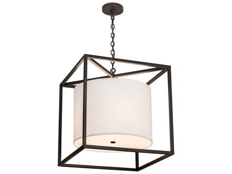 Meyda 4-Light Bronze Glass Drum Pendant