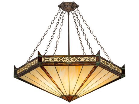 Meyda Peaches 6-Light Bronze Glass Tiffany Pendant