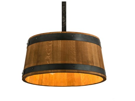 Meyda 3 Black Glass Drum Pendant