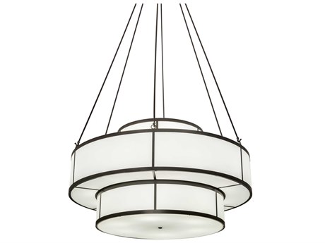 Meyda 20-Light Bronze Glass Drum Tiered Pendant