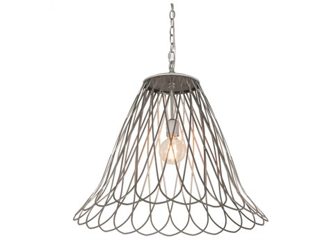 Meyda 1-Light Silver Glass Bell Pendant