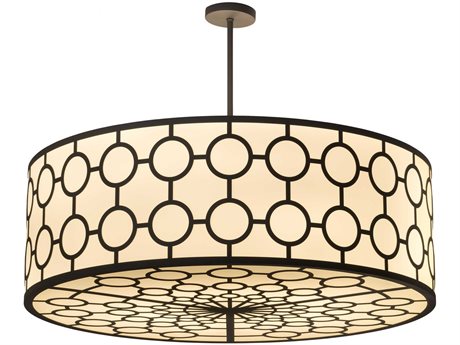 Meyda 8-Light Black Glass LED Drum Pendant