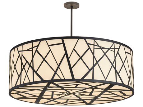 Meyda 8-Light Black Glass Drum Pendant