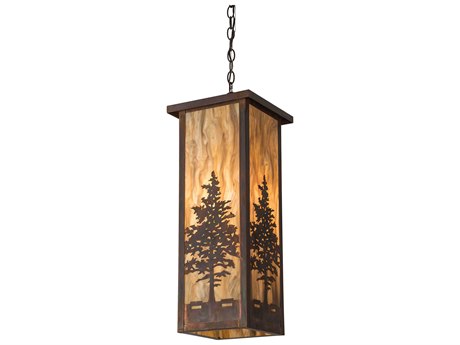 Meyda Tamarack 1-Light Copper Glass Pendant