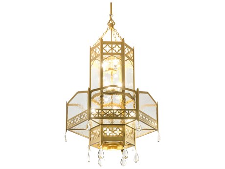 Meyda 12-Light Gold Crystal Glass Cylinder Pendant