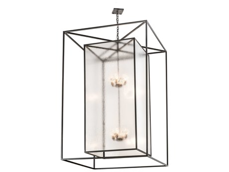 Meyda Kitzi Box 8-Light Bronze Glass Geometric Tiered Pendant