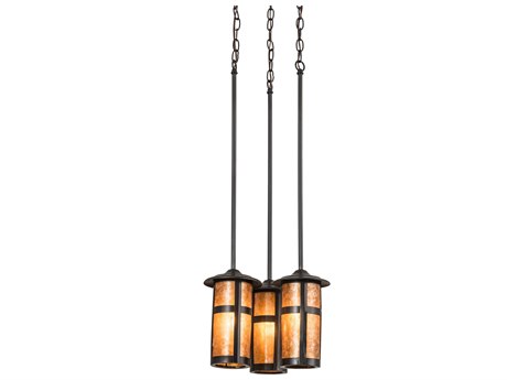 Meyda 3-Light Brown Cylinder Pendant