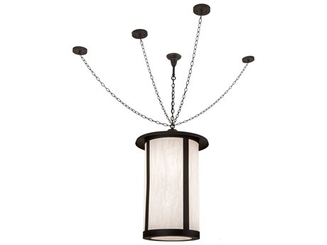 Meyda 4-Light Bronze Glass Cylinder Pendant