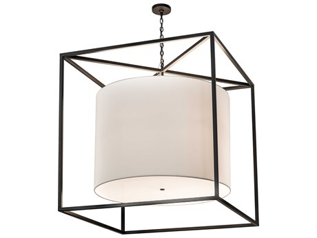Meyda 6-Light Black Glass Drum Geometric Pendant