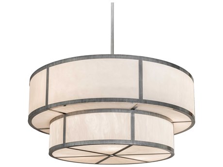 Meyda 6-Light Silver Glass Drum Tiered Pendant