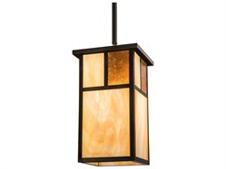 Meyda Kitzi Box 1-Light Bronze Glass Geometric Pendant