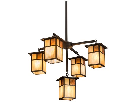 Meyda Hyde Park T Mission 5-Light Brown Glass Pendant
